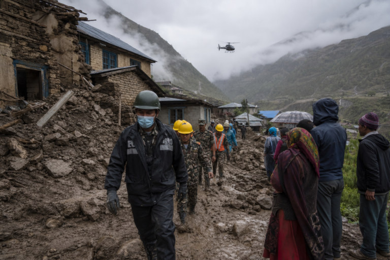 Editorial illustration for Nepal flood survivors recount desperate escapes as families search for the missing