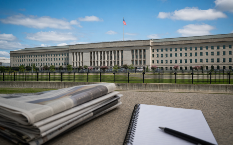 Editorial illustration for Stars and Stripes leaders sue Pentagon over termination notices