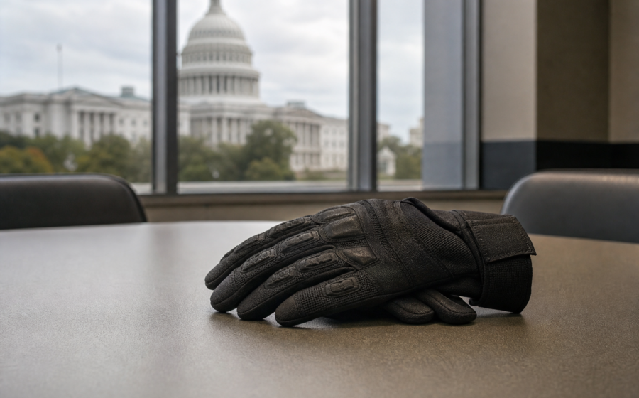 Editorial illustration for ICE awards $16.7 million contract for electric-shock gloves after senators urge cancellation
