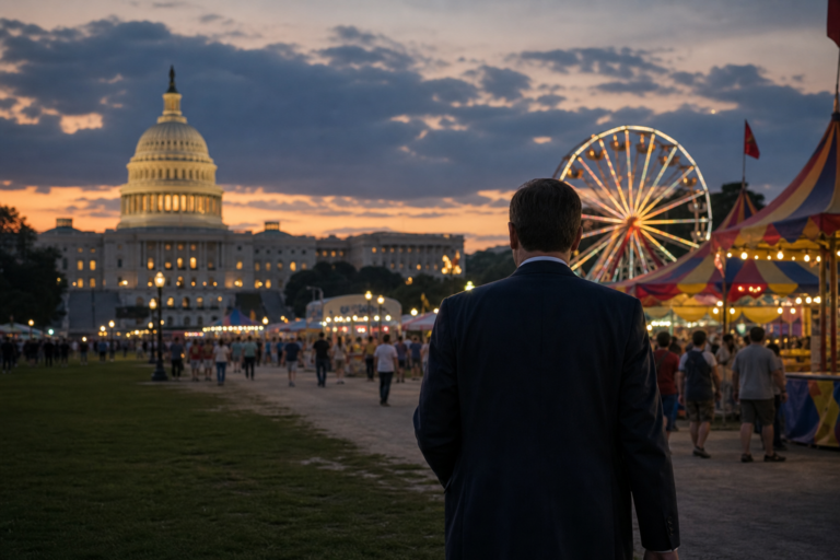 Editorial illustration for Hegseth denies report that he is weighing a 2028 presidential run