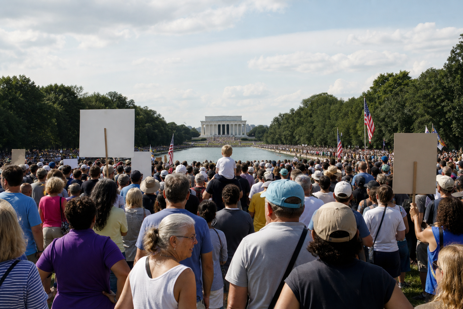 Editorial illustration for Thousands Rally at Lincoln Memorial to Press for Voting Rights Protections