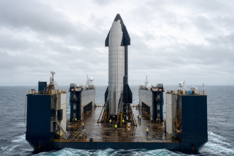 Editorial illustration for SpaceX Recovers Starship From Indian Ocean and Starts Its Return to Texas