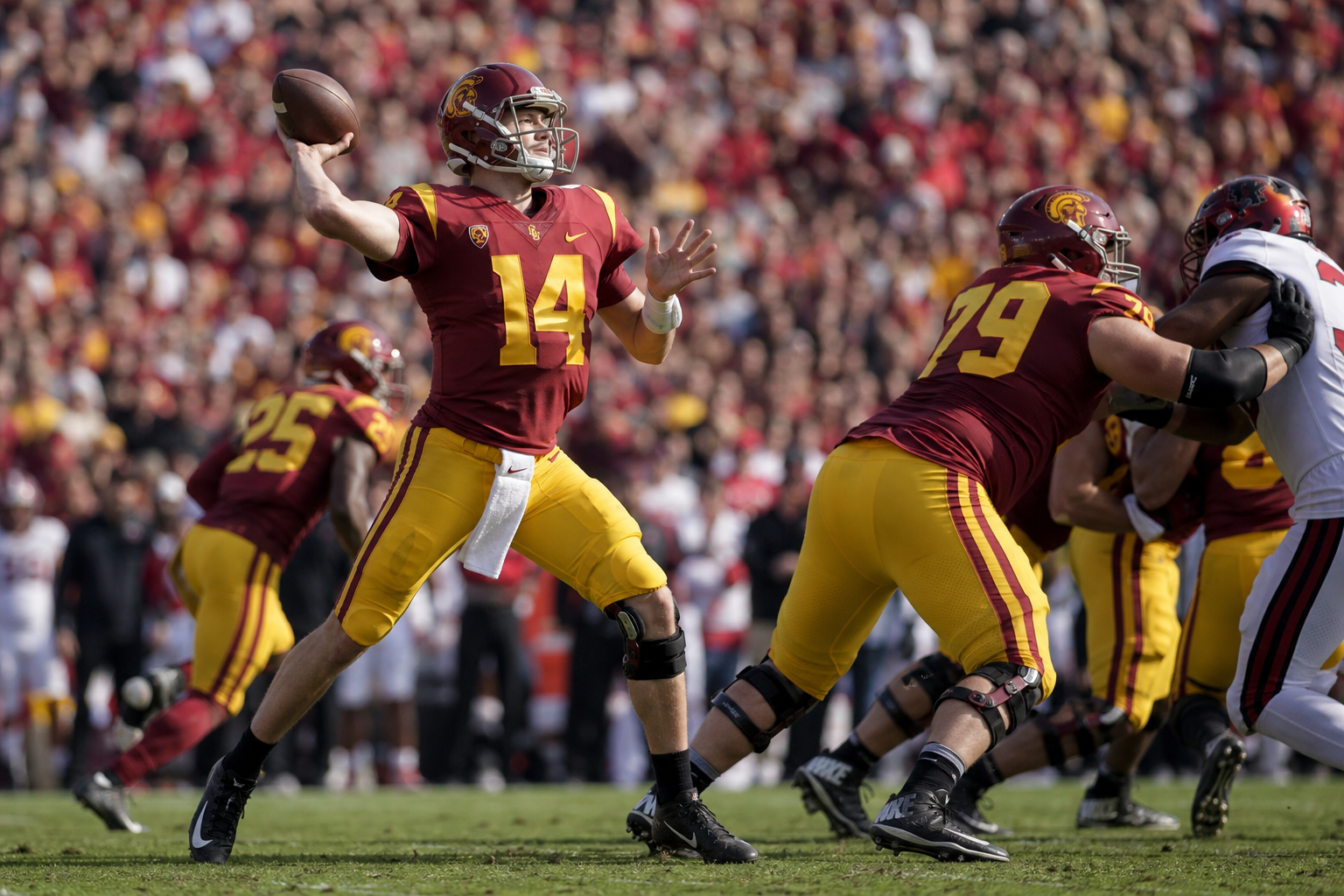 Editorial illustration for Maiava, USC’s new playmakers open season with 42-26 win over San Jose State