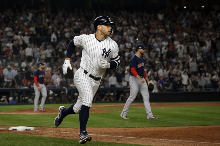 Editorial illustration for Yankees’ Doubleheader Split With Red Sox Restores a Wild-Card Cushion — but Leaves the Rivalry’s Decider Ahead