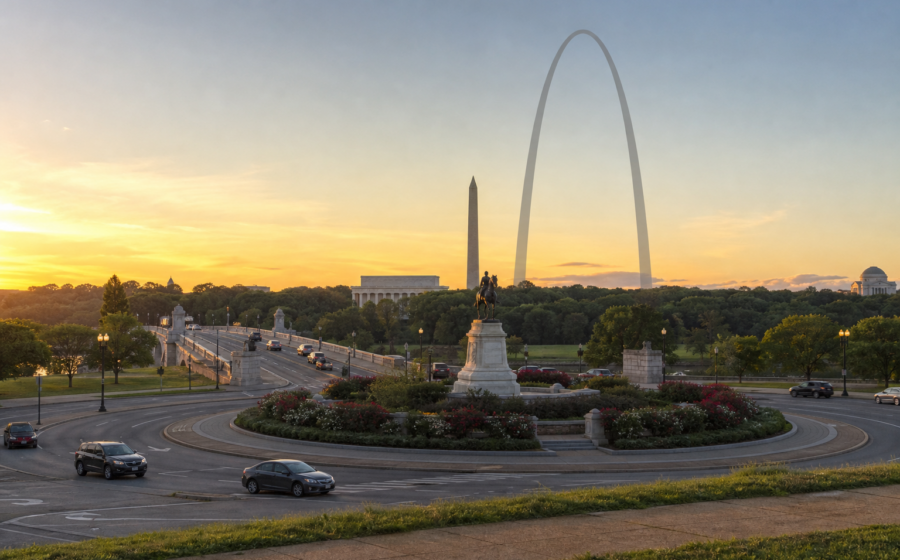 Editorial illustration for Park Service Finds Trump’s Arch Would Harm Historic Vistas — and the Project Still Isn’t Finally Approved