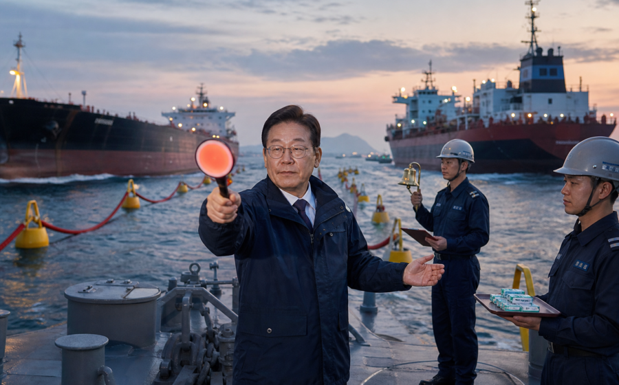 Editorial illustration for South Korea Turns Strait of Hormuz Into a No-Combat Valet Zone