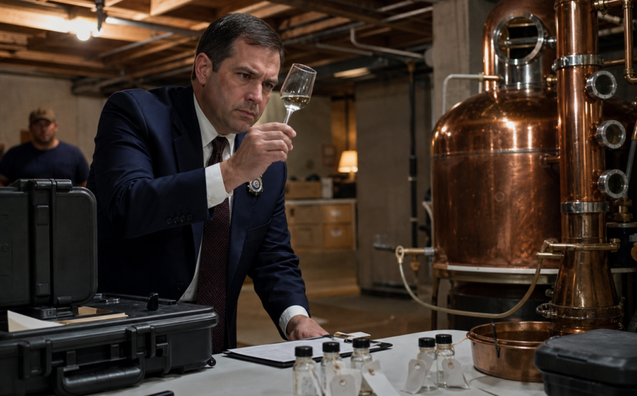 Editorial illustration for ATF Assigns Federal Sommelier to Every Home Distillery