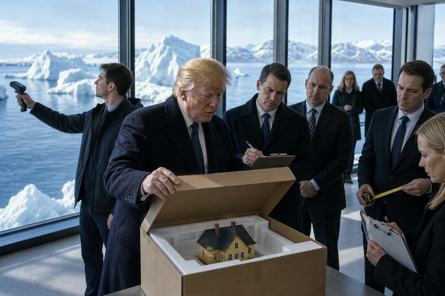 Editorial illustration for Trump Team Puts Greenland on a 30-Day Free Trial