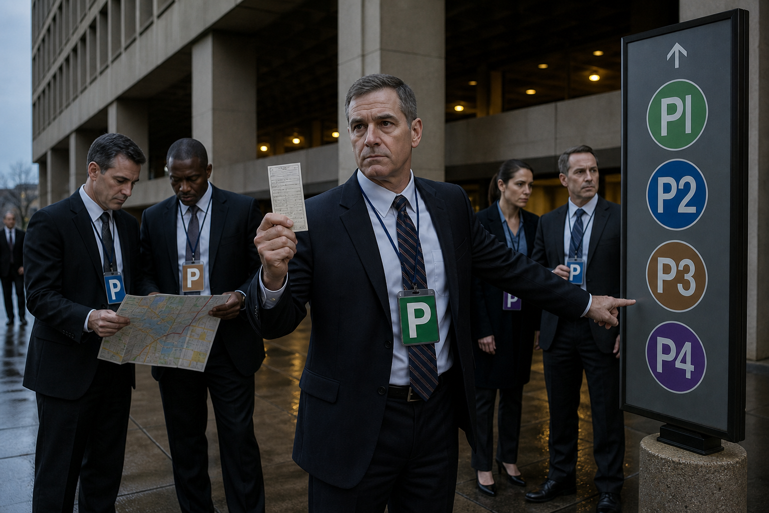 Editorial illustration for FBI Reassigns Every Agent to a Parking Garage Identity