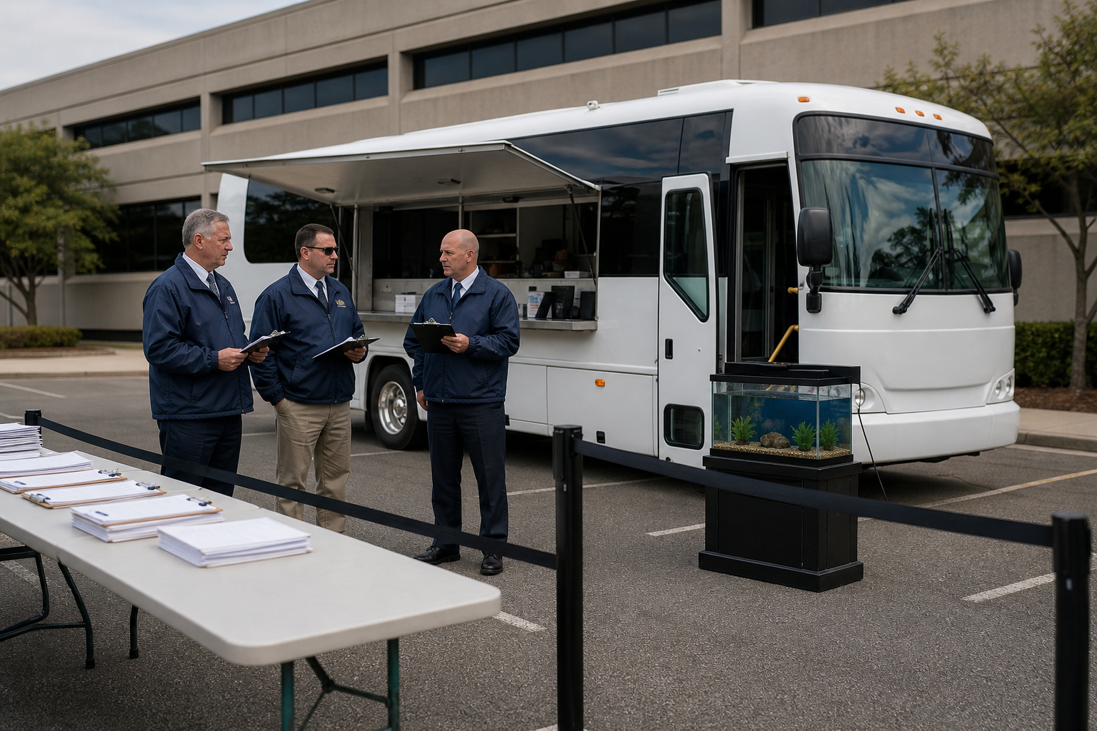 Editorial illustration for ICE Launches Mobile Detention Center With Pull-Down Service Counter