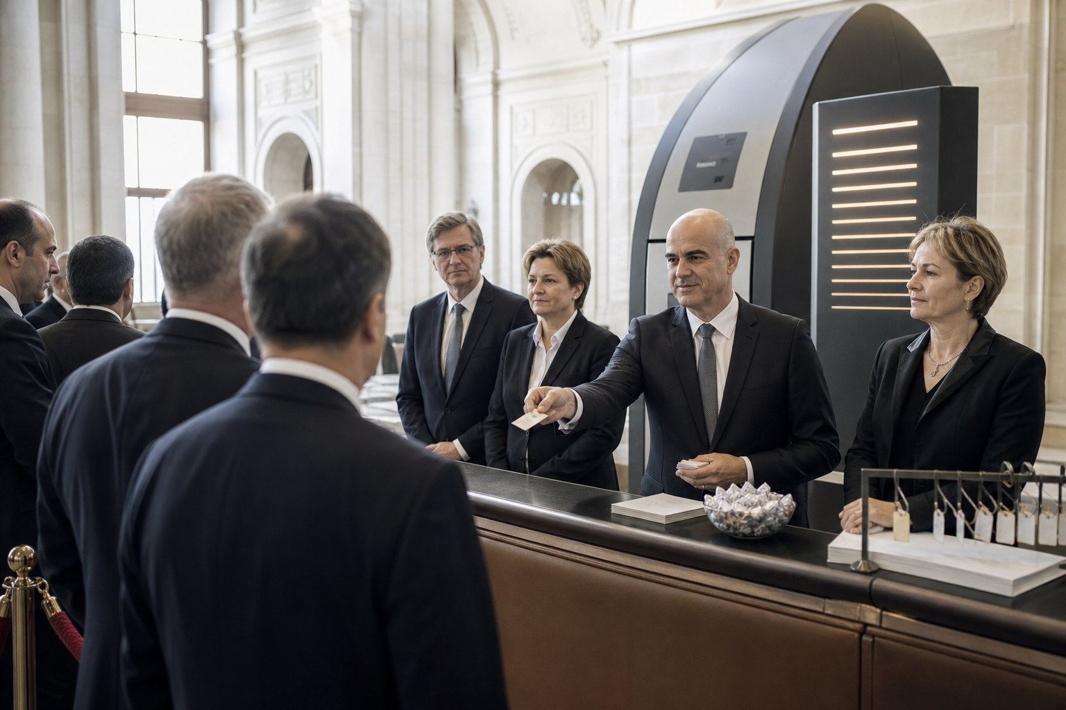 Editorial illustration for Switzerland Sends NATO a Numbered Ticket and Asks It to Wait