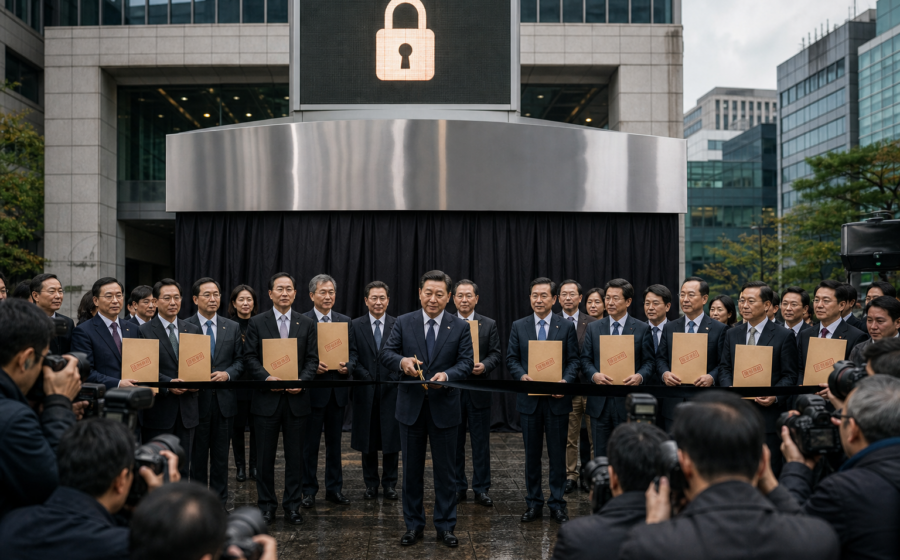 Editorial illustration for Seoul Unveils Giant Ministry of Please Don’t Tell Anyone