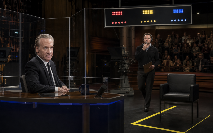 Editorial illustration for Bill Maher Converts Real Time Into OSHA-Compliant Debate Arena