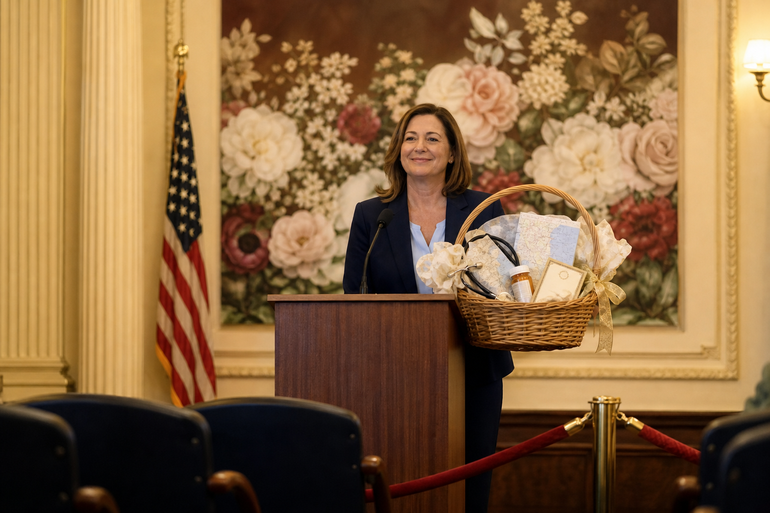 Editorial illustration for Illinois Tells Legal Immigrants Medicaid Was Always a Limited-Edition Welcome Basket