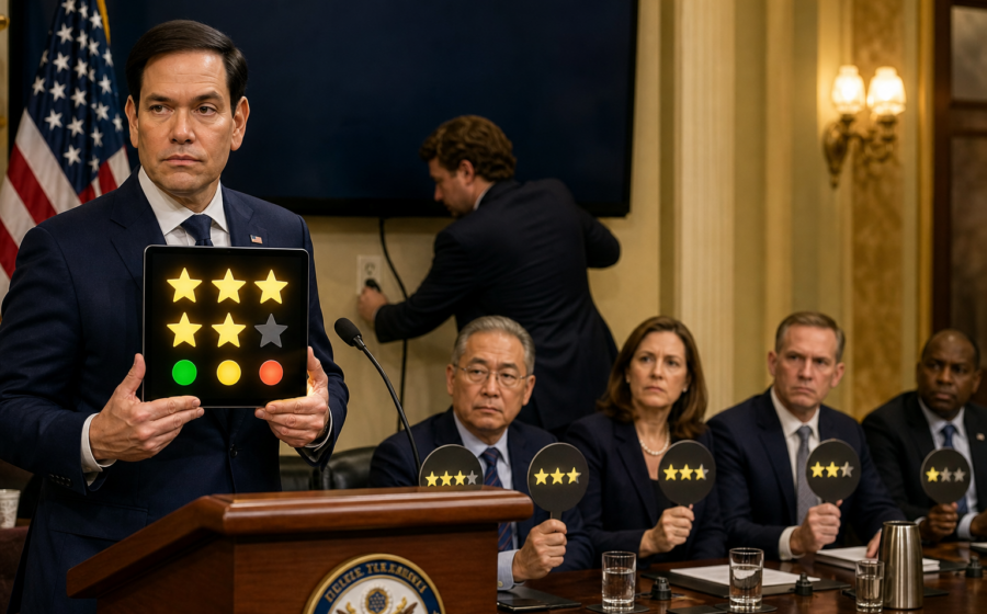 Editorial illustration for Rubio Lets Foreign Governments Rate U.S. Residents’ Political Speech