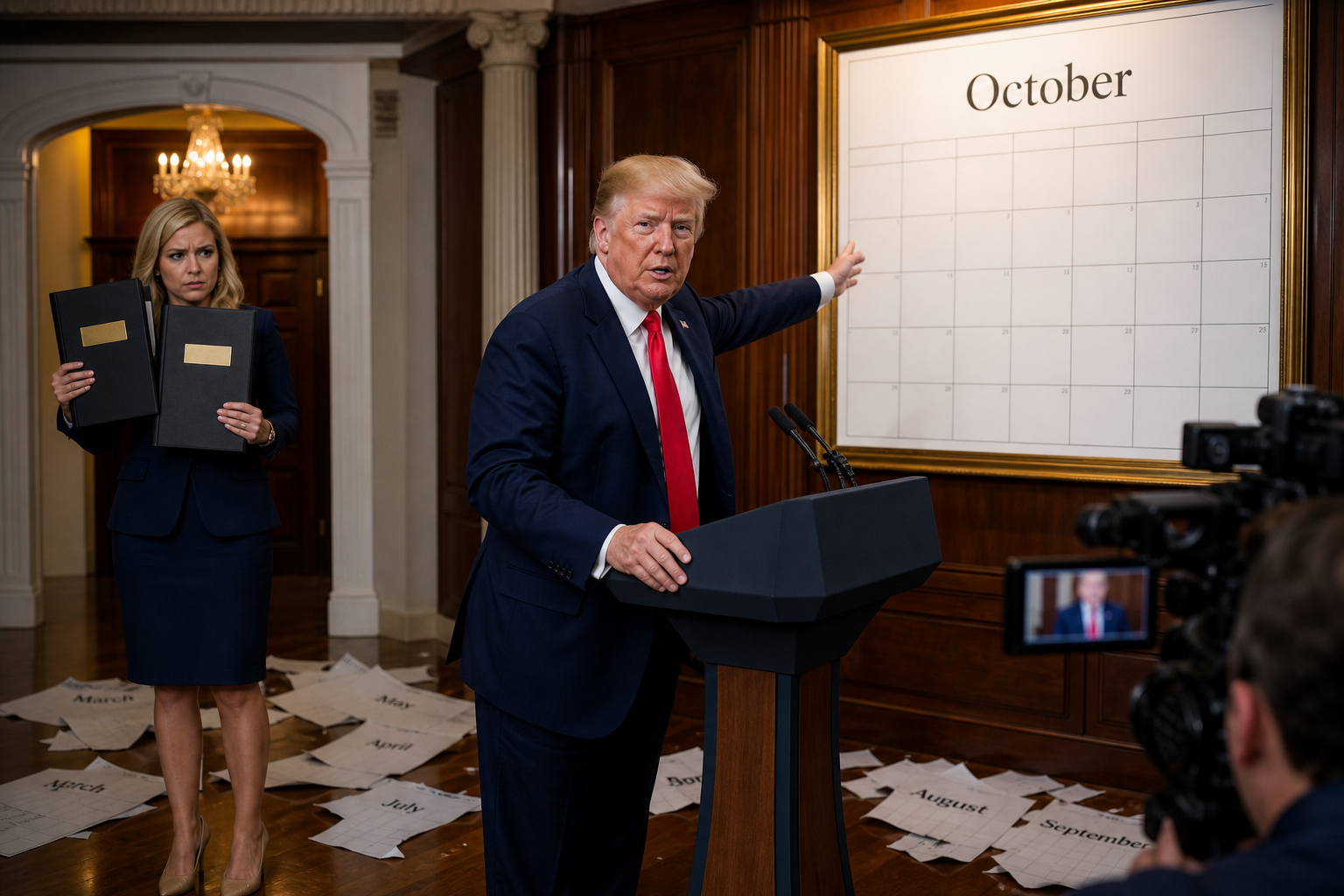 Editorial illustration for Trump Says March Predictions Cannot Be Held Against October Trump