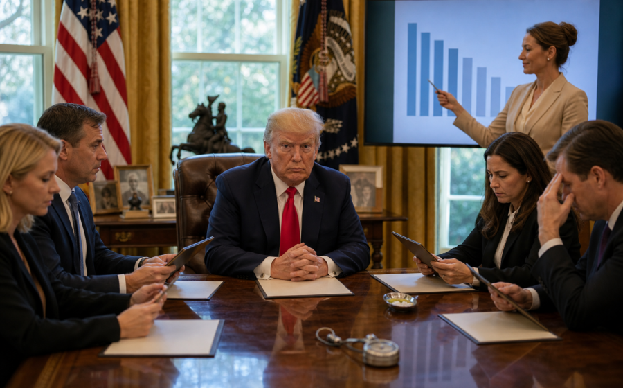 Editorial illustration for Trump Orders September Jobs Report to Improve Its Attitude Before Midterms