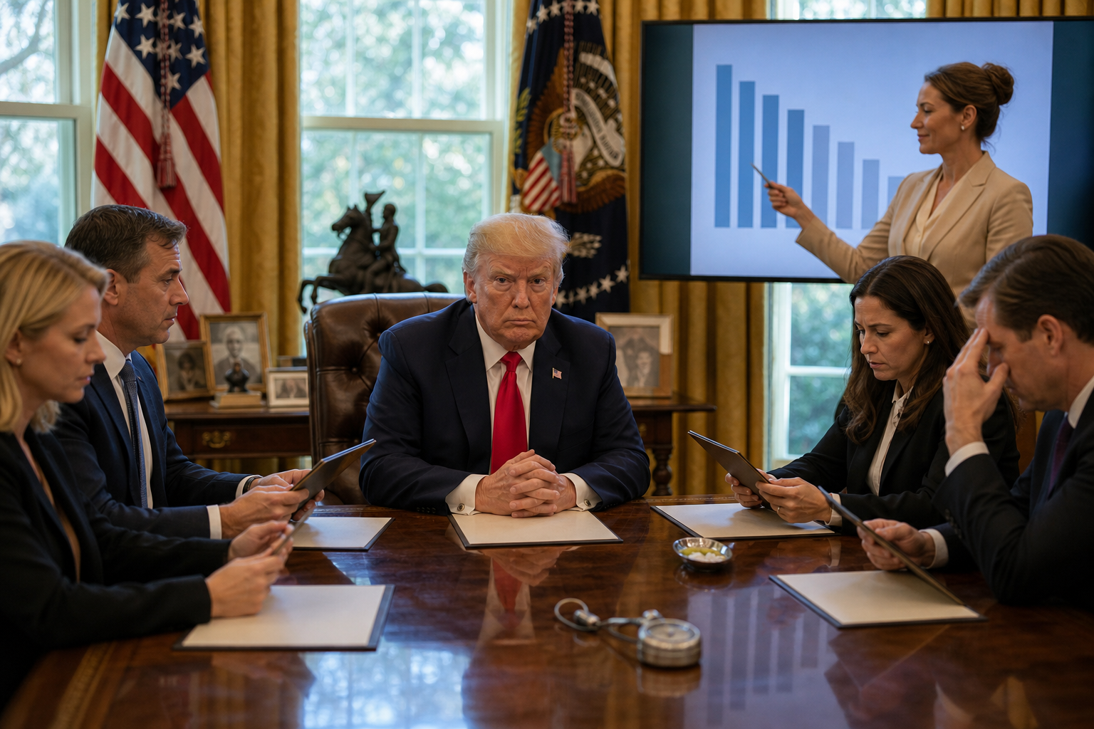 Editorial illustration for Trump Orders September Jobs Report to Improve Its Attitude Before Midterms
