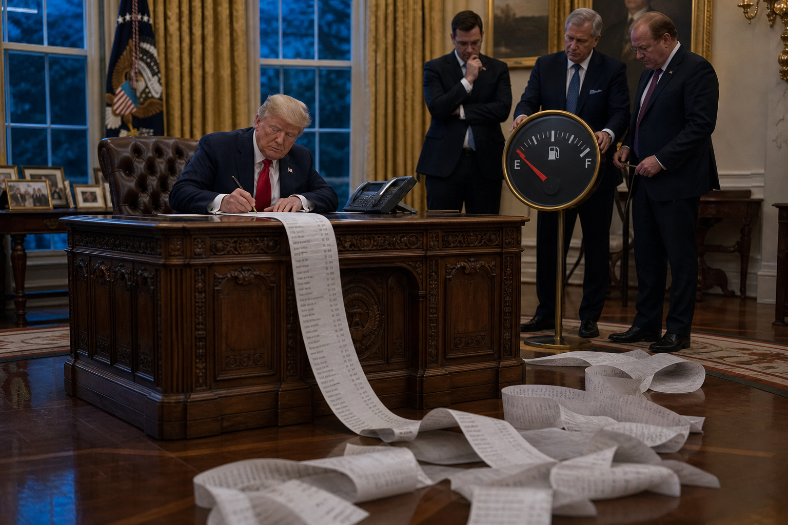 Editorial illustration for Trump White House Calls $6 Diesel America’s Down Payment on Presidential Resolve