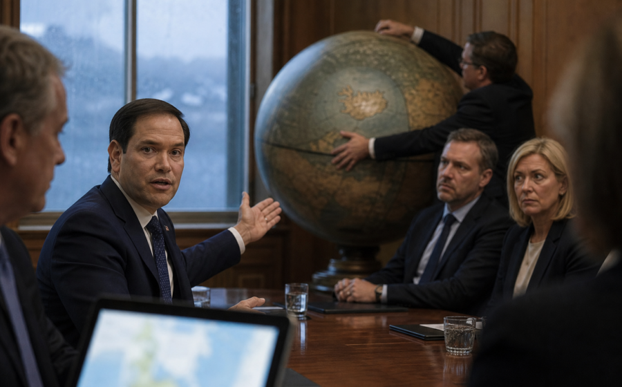 Editorial illustration for Rubio Assures Iceland America Has No Plans It Can Discuss