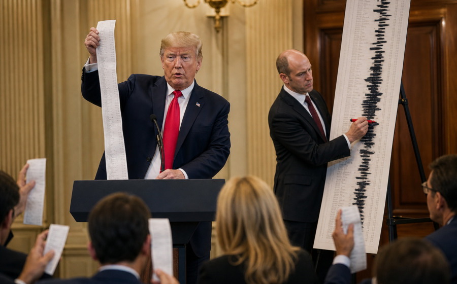 Editorial illustration for Trump Administration Calls Grocery Receipts ‘Unvetted Narratives’