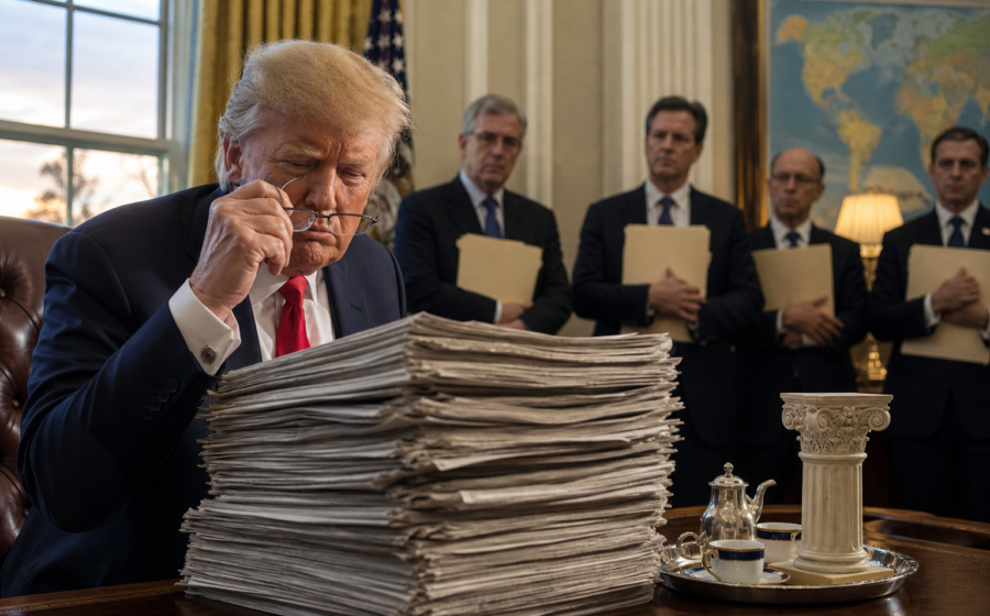 Editorial illustration for Trump Makes Ambassadors Responsible for Whatever He Hates Reading