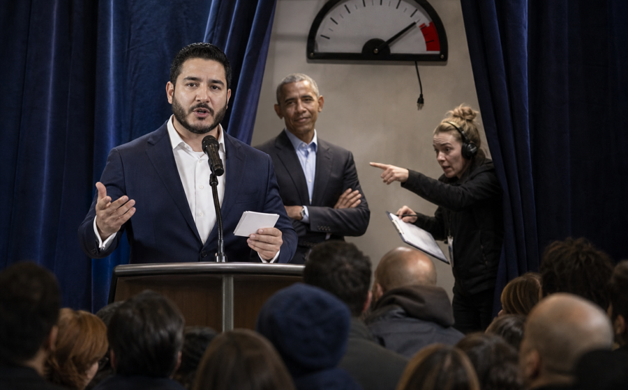 Editorial illustration for Obama’s Michigan Rally Requires El-Sayed to Open for Himself