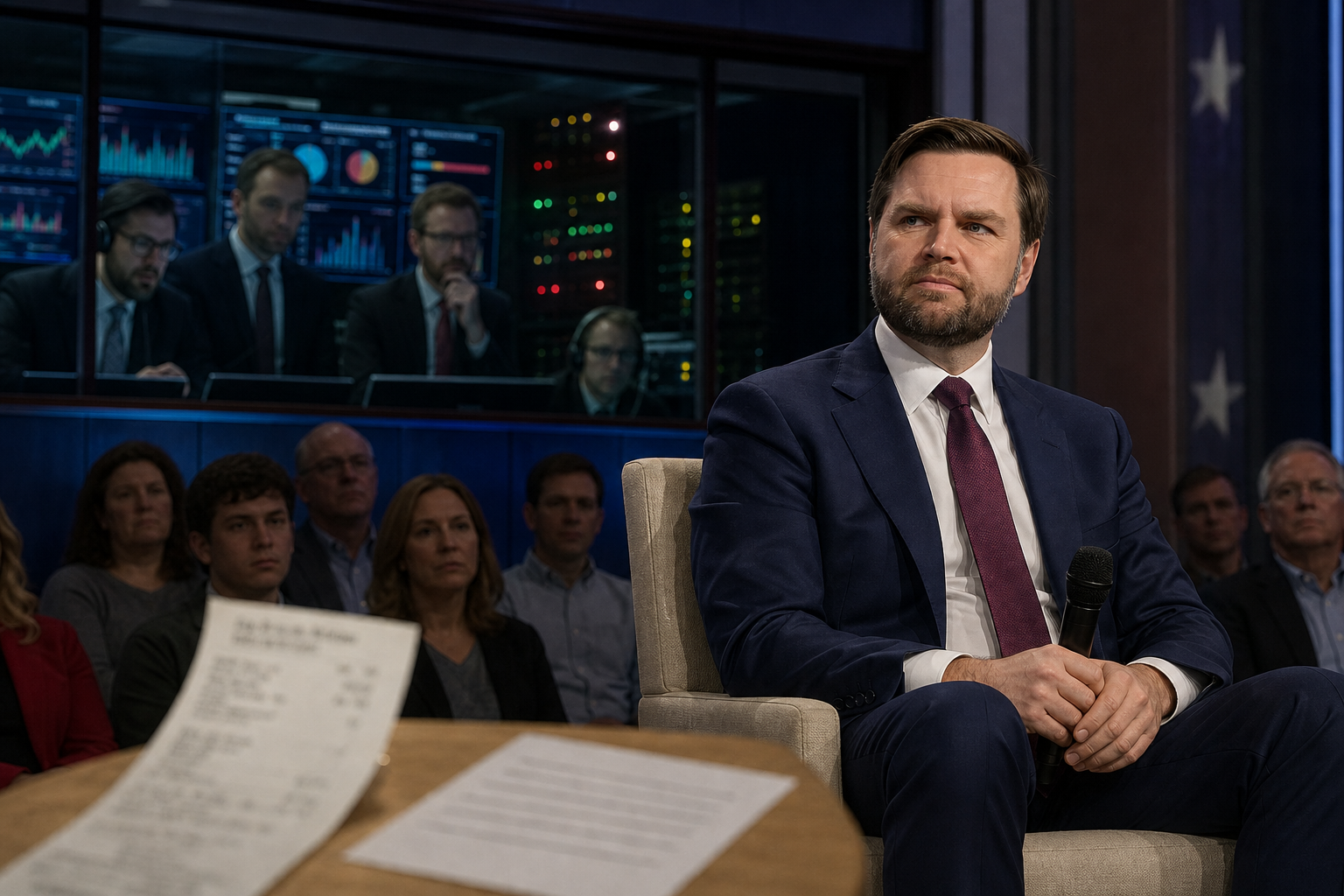 Editorial illustration for JD Vance Begins Testing His 2028 Answers on Today’s Gas Prices