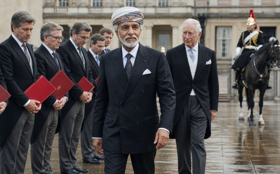 Editorial illustration for Oman Puts Britain Through a State Visit Before Calling Back