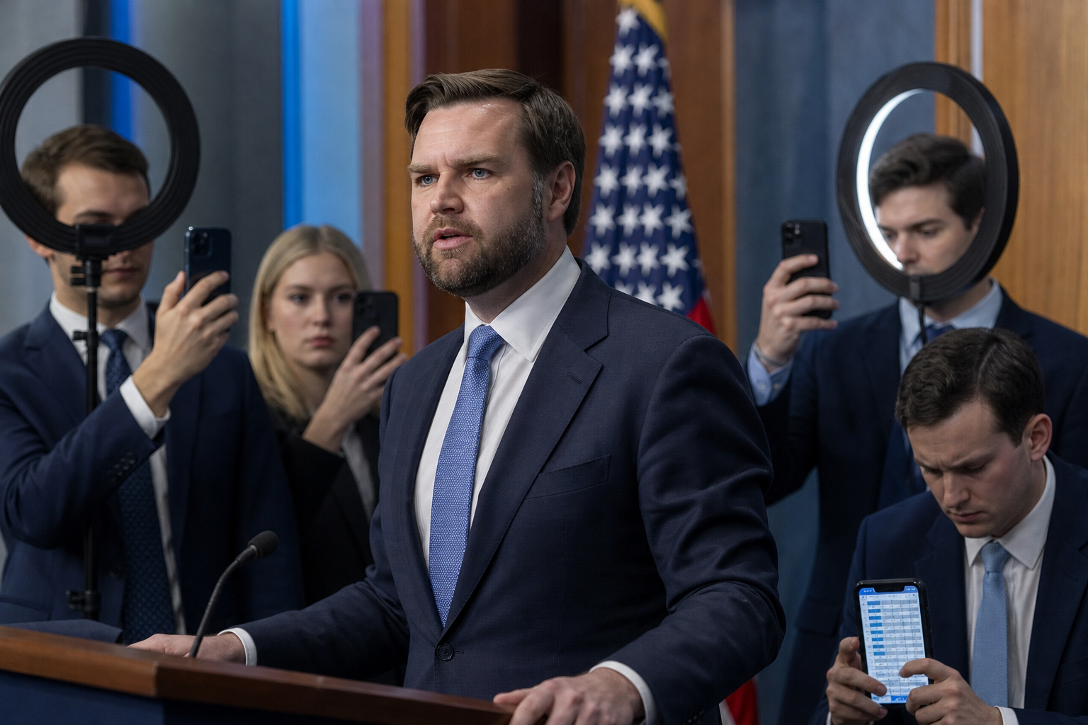 Editorial illustration for JD Vance Turns Federal Fraud Into a Creator-Economy Vertical