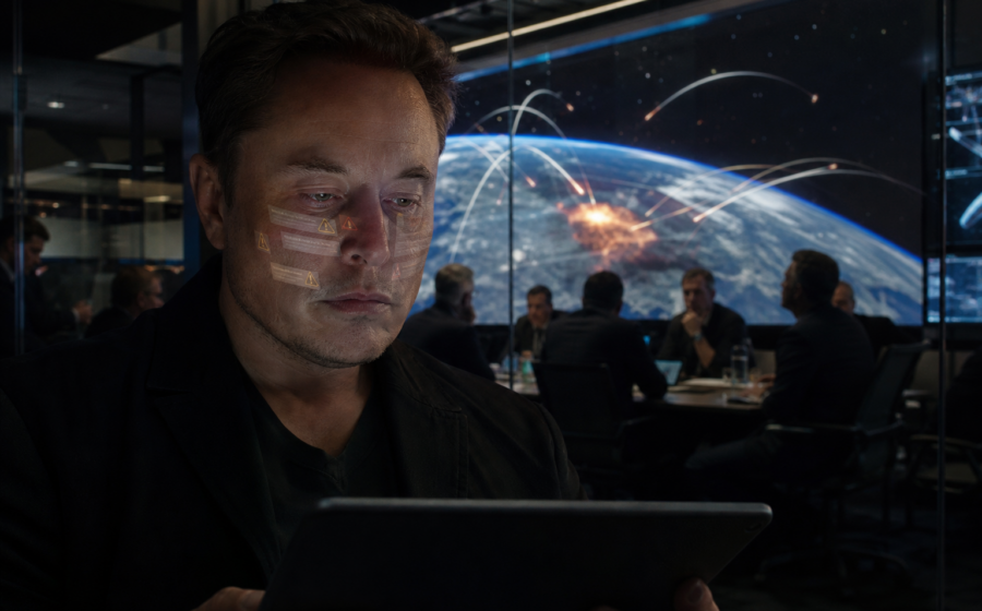 Editorial illustration for Elon Musk Sends Ukraine’s War to Content Moderation