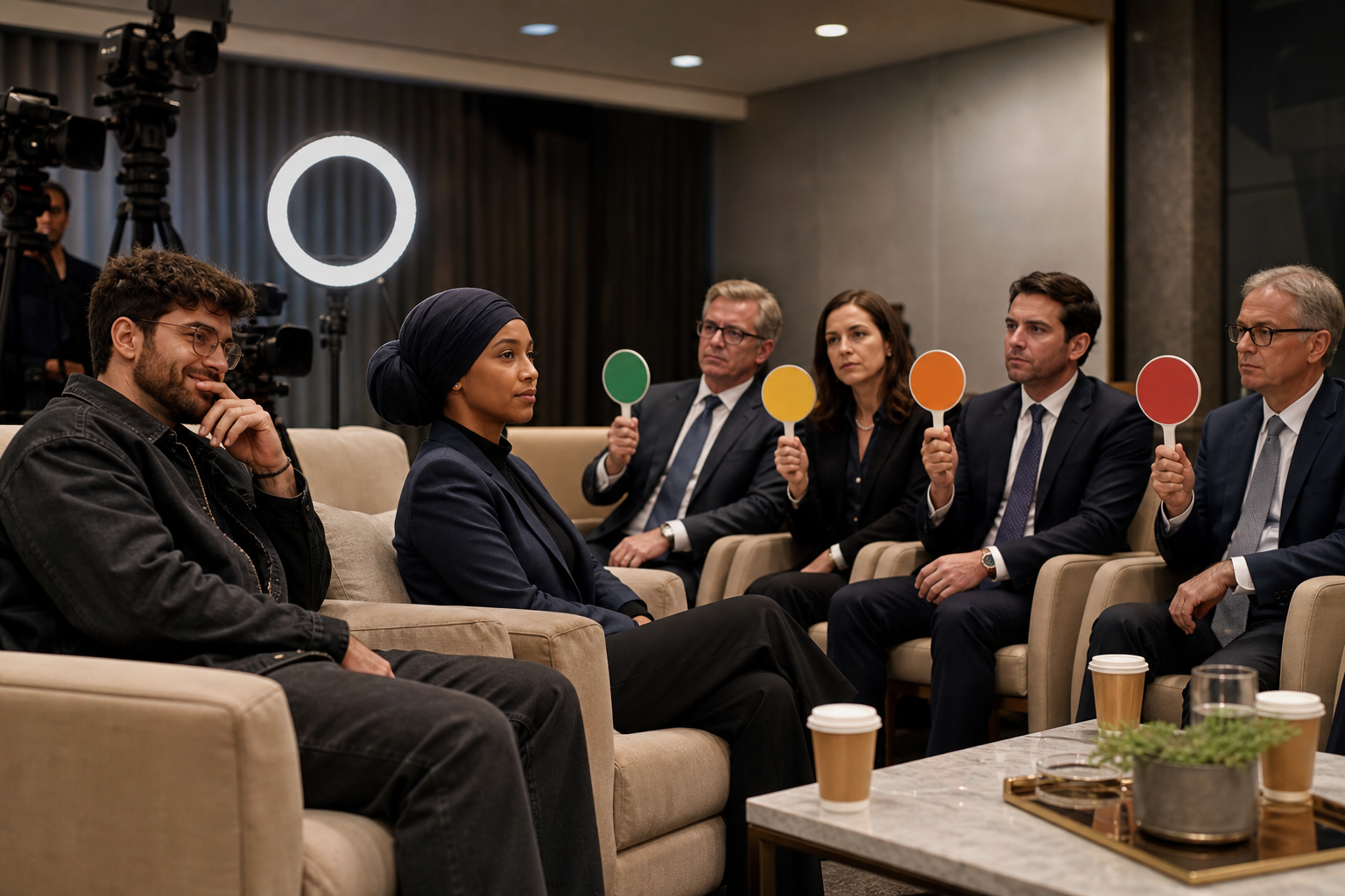 Editorial illustration for Ilhan Omar’s Hasan Piker Event Sends Minnesota Politics to Brand Safety