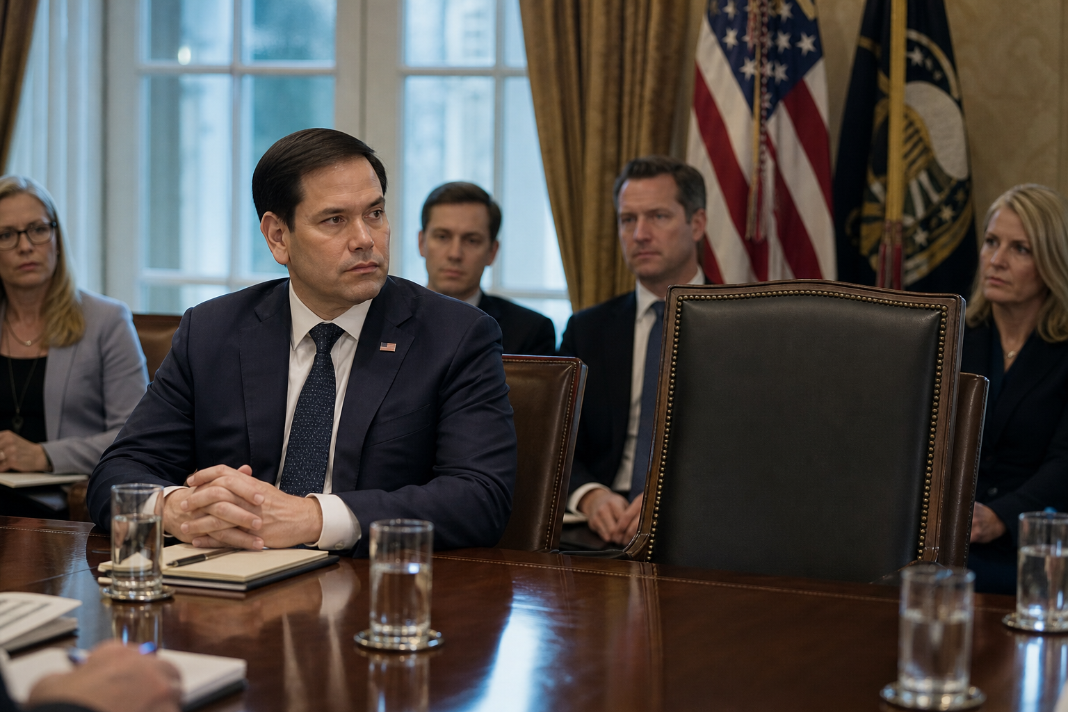Editorial illustration for Marco Rubio’s Personal Capacity Seeks Recognition From the State Department